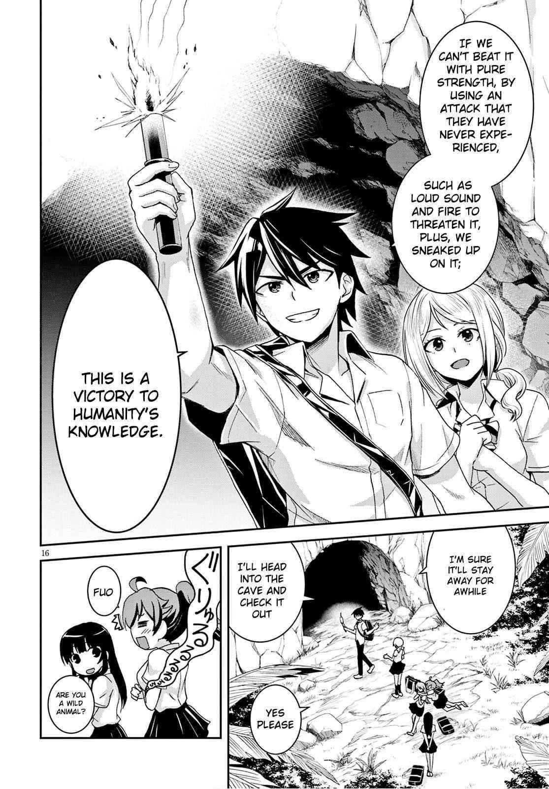 Isekai Yurutto Survival Seikatsu: Gakkou No Minna To Isekai No Mujintou Ni Tenishitakedo Ore Dake Rakushou Desu Chapter 2 - Page 16 in English