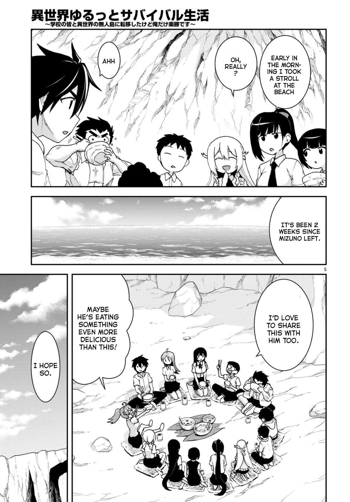Isekai Yurutto Survival Seikatsu: Gakkou No Minna To Isekai No Mujintou Ni Tenishitakedo Ore Dake Rakushou Desu Chapter 22 - Page 5 in English