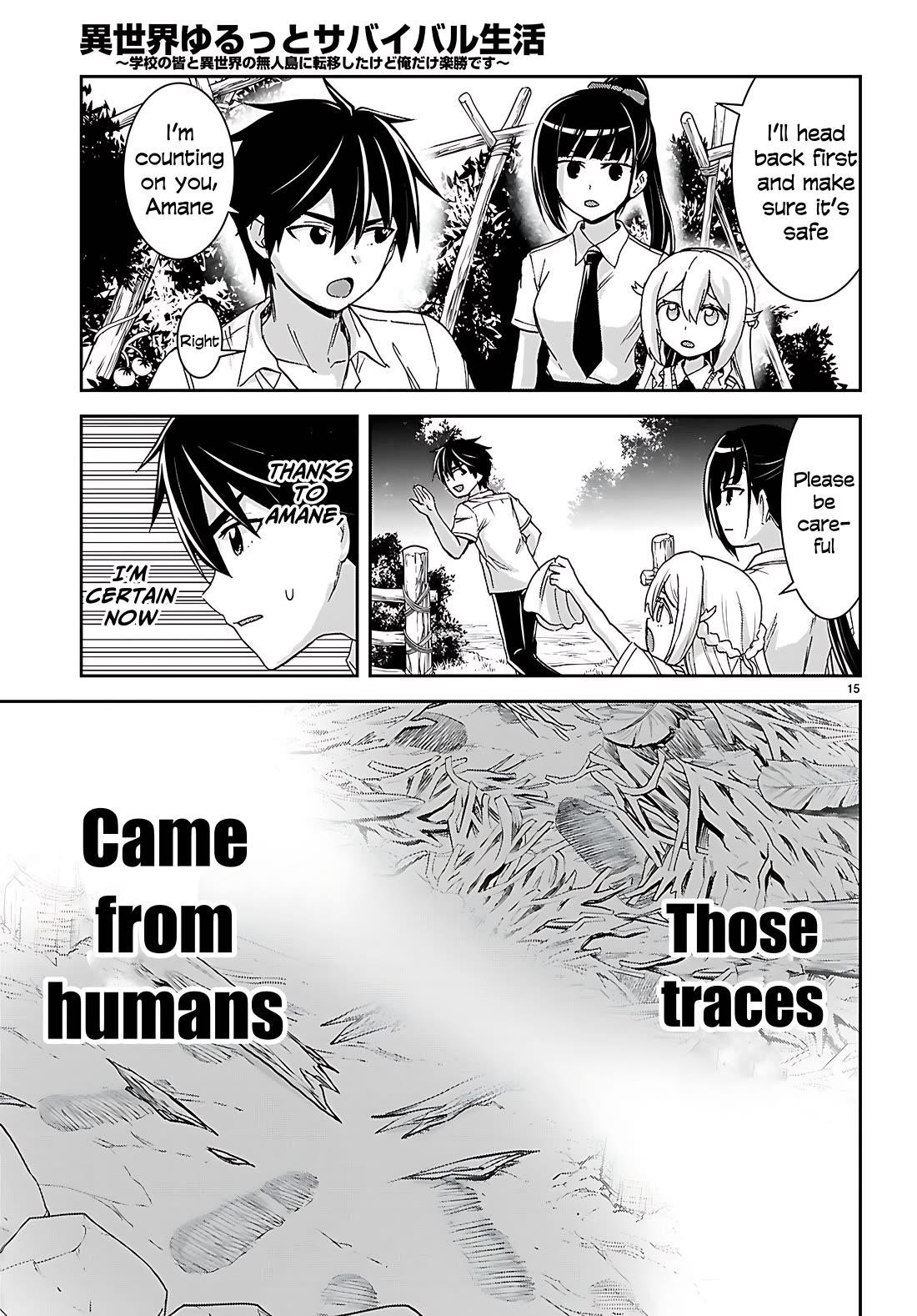 Isekai Yurutto Survival Seikatsu: Gakkou No Minna To Isekai No Mujintou Ni Tenishitakedo Ore Dake Rakushou Desu Chapter 40 - Page 15 in English