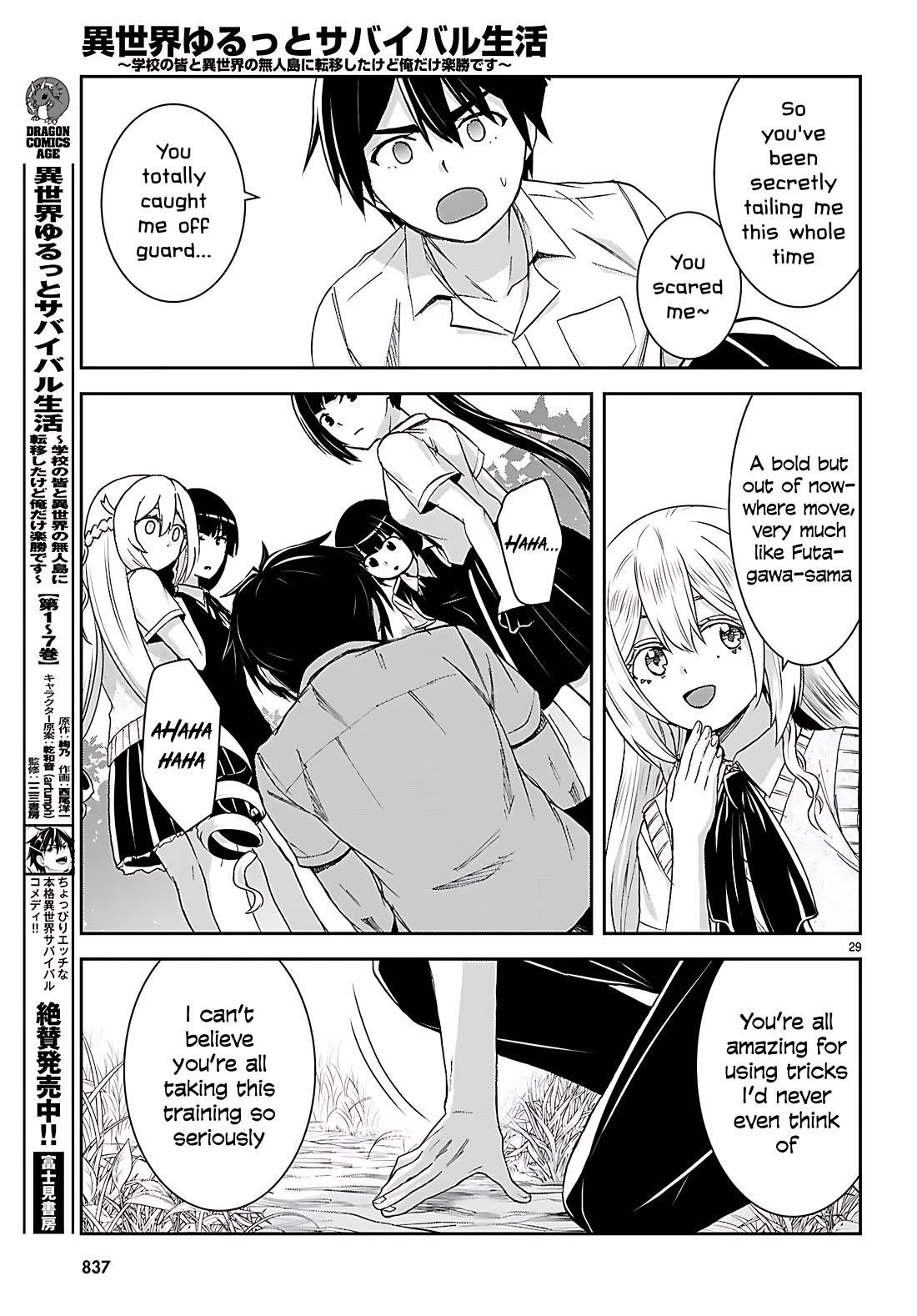 Isekai Yurutto Survival Seikatsu: Gakkou No Minna To Isekai No Mujintou Ni Tenishitakedo Ore Dake Rakushou Desu Chapter 42 - Page 30 in English