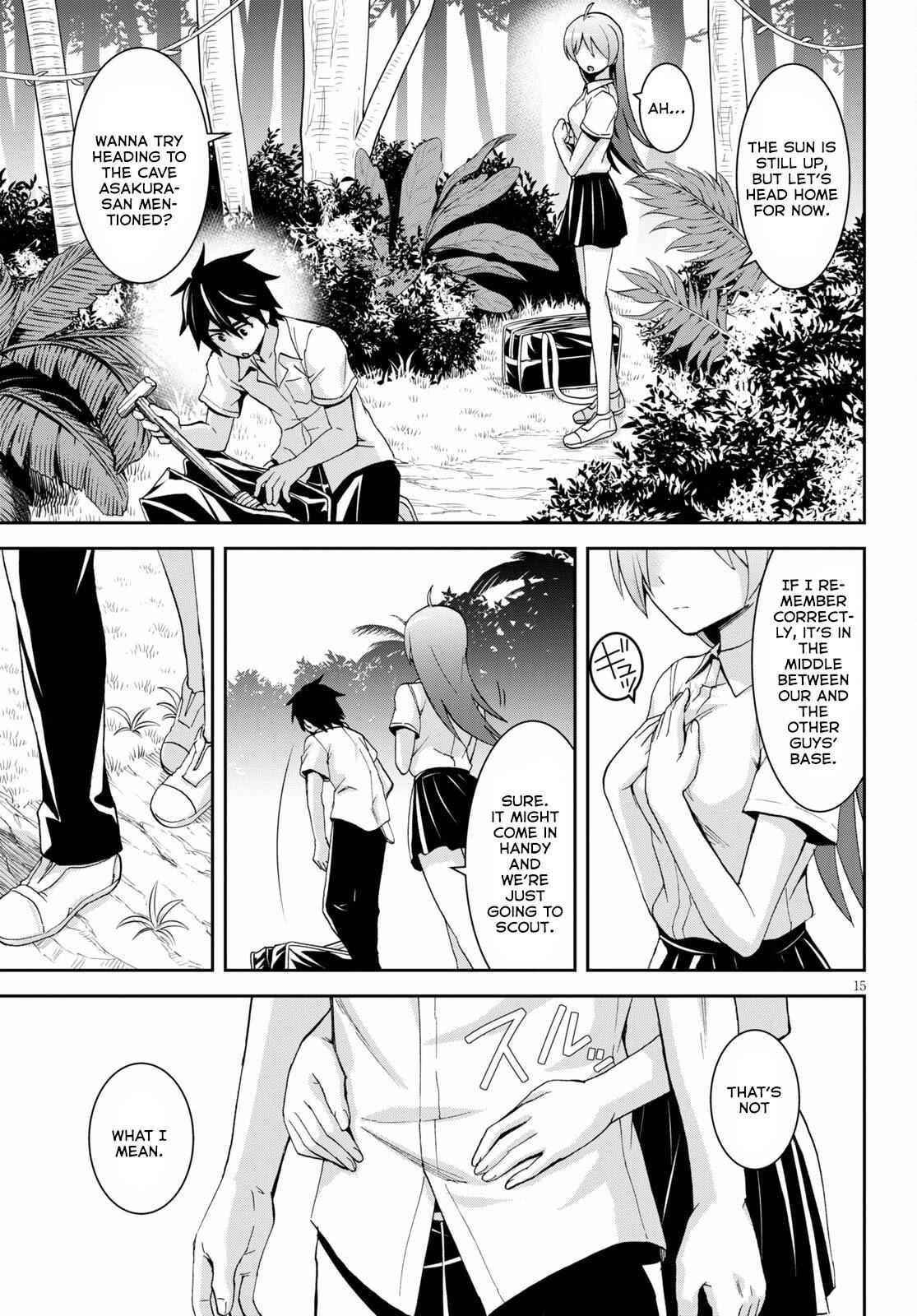 Isekai Yurutto Survival Seikatsu: Gakkou No Minna To Isekai No Mujintou Ni Tenishitakedo Ore Dake Rakushou Desu Chapter 9 - Page 15 in English