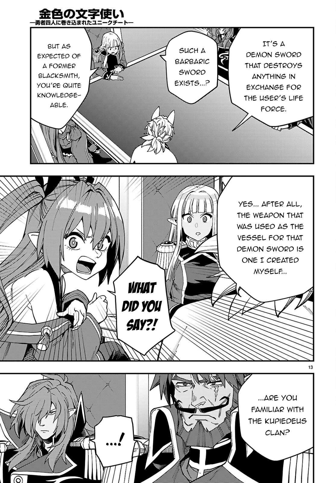 Konjiki No Moji Tsukai - Yuusha Yonin Ni Makikomareta Unique Cheat Chapter 118 - Page 13 in English