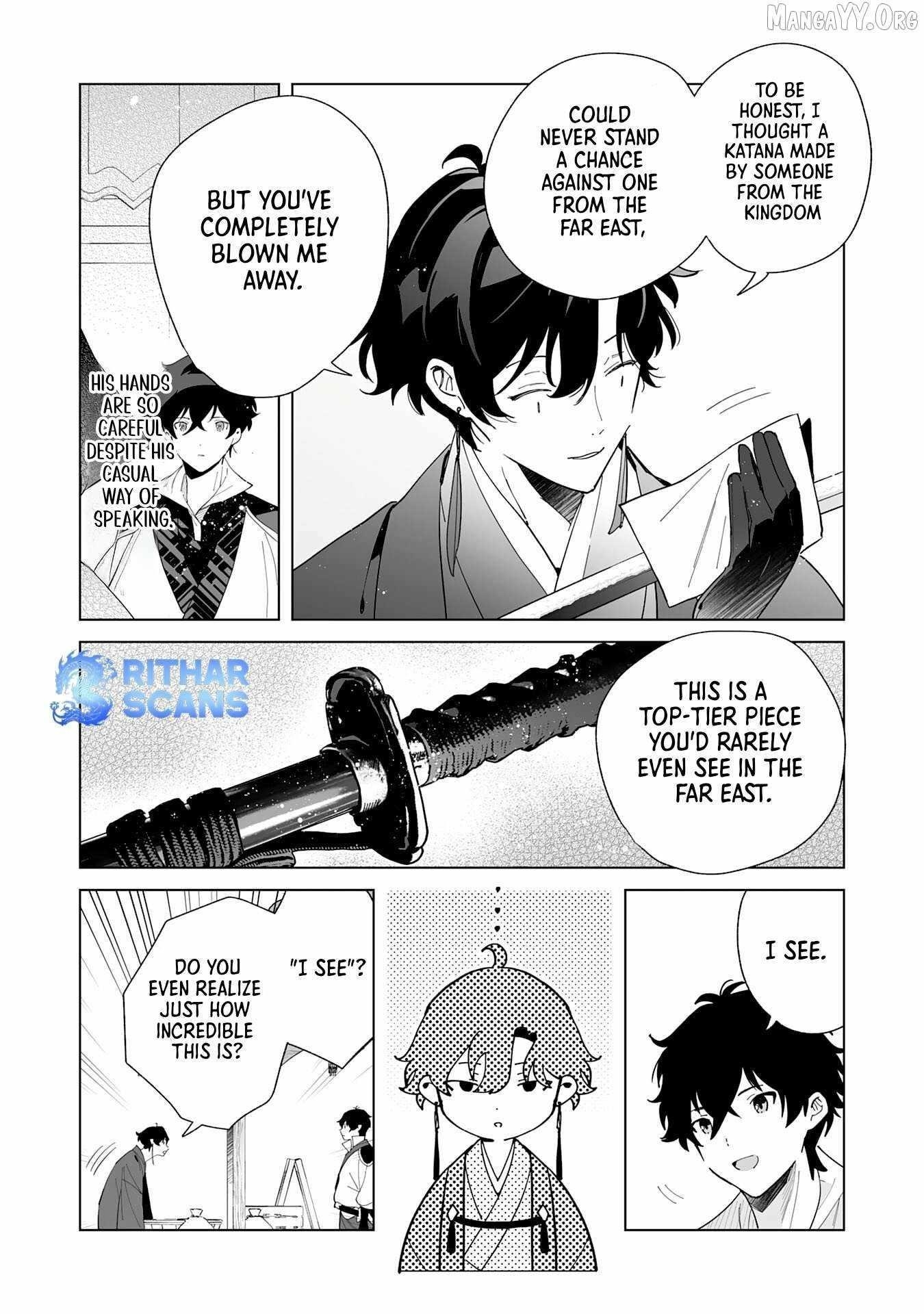 The Leisurely Frontier Life of a Katana Blacksmith Who Left an S-Rank Guild ~After Escaping From a Black Company Guild and Forging Freely, I Accidentally Created a Legendary Demon Sword~ Chapter 8 - Page 14 in English