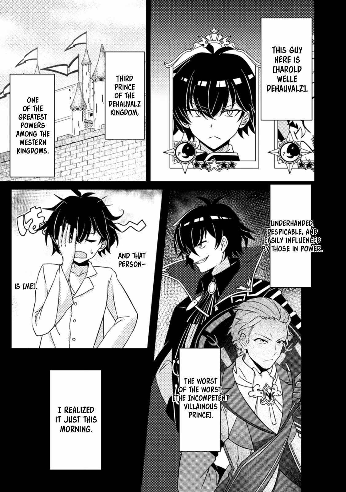 The Incompetent Villainous Prince Wants to Survive ~I Was Reincarnated Into a Romance RPG as a Mob Villain, but I Will Ignore the Original Work and Aim to Become the Strongest~ Chapter 1 - Page 3 in English