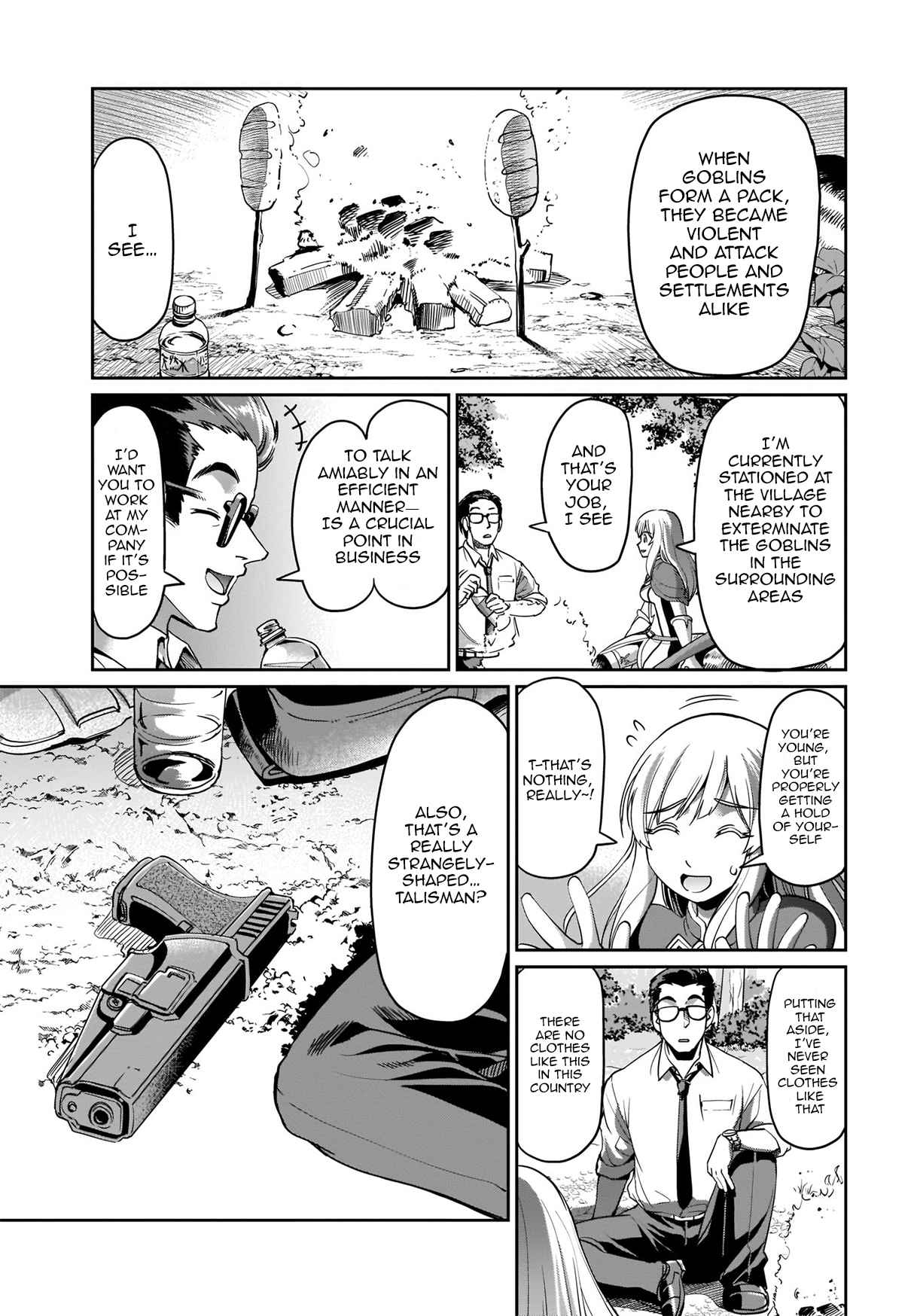 The gunner’s life of a middle-aged man summoned to another world and armed with a rifle: an airsoft addicted salaryman returns to the alternative world after work Chapter 1 - Page 10 in English
