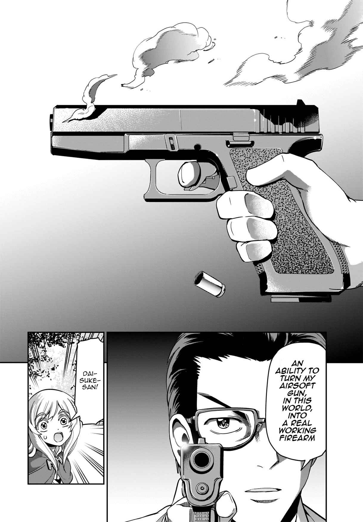 The gunner’s life of a middle-aged man summoned to another world and armed with a rifle: an airsoft addicted salaryman returns to the alternative world after work Chapter 1 - Page 19 in English